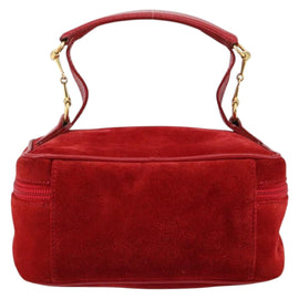 GUCCI Horsebit Vanity Bag Hand Bag Suede Red Gold 032 1705 0141 Auth 145653 - 0
