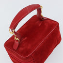 GUCCI Horsebit Vanity Bag Hand Bag Suede Red Gold 032 1705 0141 Auth 145653-6