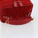 GUCCI Horsebit Vanity Bag Hand Bag Suede Red Gold 032 1705 0141 Auth 145653-7