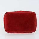 GUCCI Horsebit Vanity Bag Hand Bag Suede Red Gold 032 1705 0141 Auth 145653-5