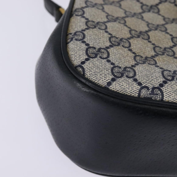 GUCCI GG Supreme Sherry Line Shoulder Bag PVC Navy Gold 72 02 024 Auth 145654