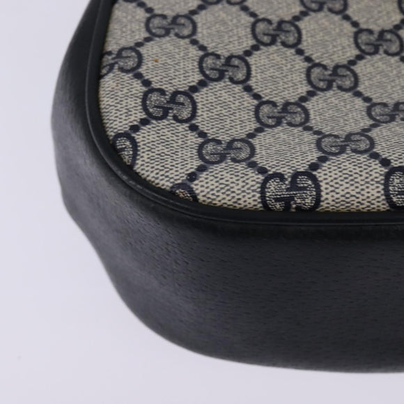 GUCCI GG Supreme Sherry Line Shoulder Bag PVC Navy Gold 72 02 024 Auth 145654