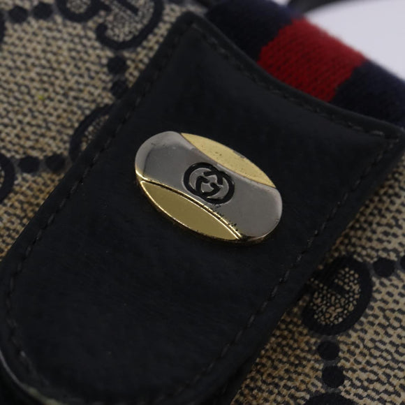 GUCCI GG Supreme Sherry Line Shoulder Bag PVC Navy Gold 72 02 024 Auth 145654