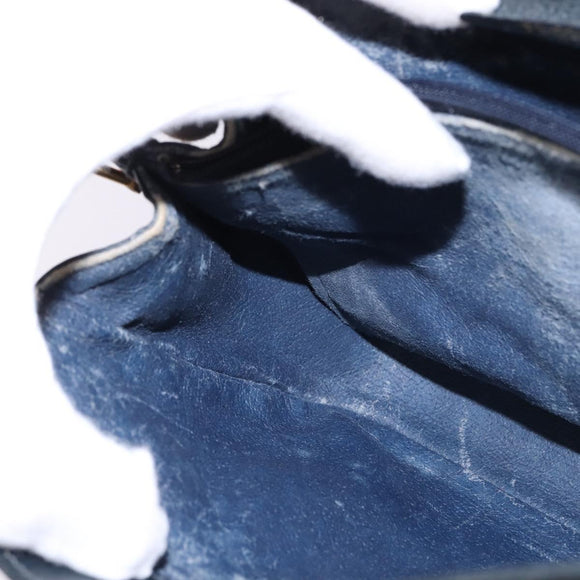 GUCCI GG Supreme Sherry Line Shoulder Bag PVC Navy Gold 72 02 024 Auth 145654