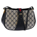 GUCCI GG Supreme Sherry Line Shoulder Bag PVC Navy Gold 72 02 024 Auth 145654-1