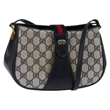 GUCCI GG Supreme Sherry Line Shoulder Bag PVC Navy Gold 72 02 024 Auth 145654
