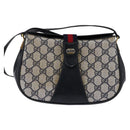 GUCCI GG Supreme Sherry Line Shoulder Bag PVC Navy Gold 72 02 024 Auth 145654-13