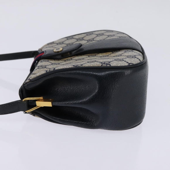 GUCCI GG Supreme Sherry Line Shoulder Bag PVC Navy Gold 72 02 024 Auth 145654