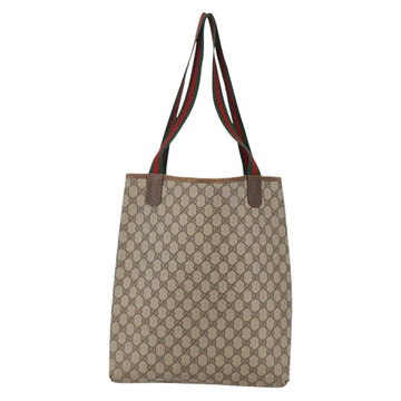 GUCCI GG Supreme Web Sherry Line Tote Bag PVC Beige Red 89 02 003 Auth 145657 - 0