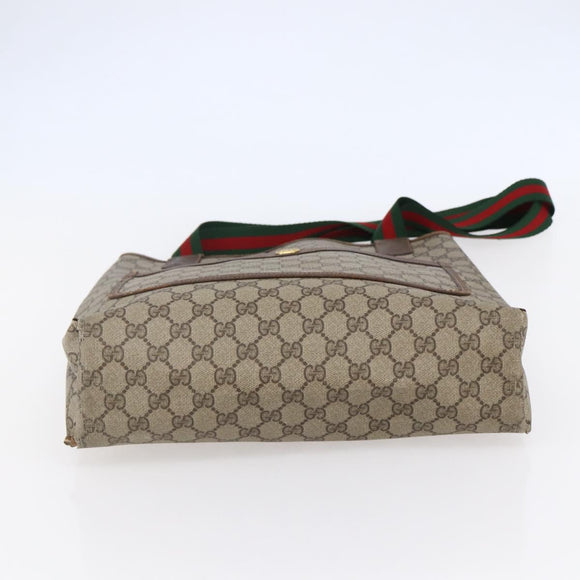 GUCCI GG Supreme Web Sherry Line Tote Bag PVC Beige Red 89 02 003 Auth 145657