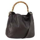 GUCCI Bamboo Shoulder Bag Leather 2way Brown Gold 001 1781 1577 0 Auth 145658-1