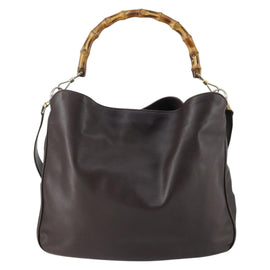 GUCCI Bamboo Shoulder Bag Leather 2way Brown Gold 001 1781 1577 0 Auth 145658 - 0