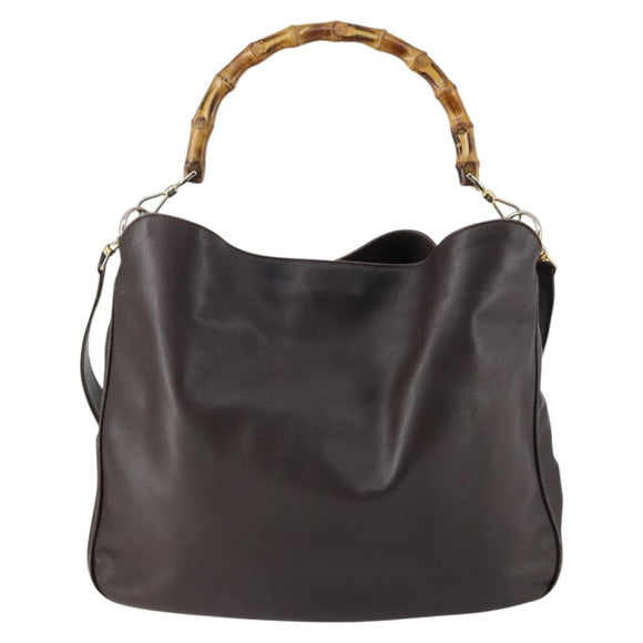 GUCCI Bamboo Shoulder Bag Leather 2way Brown Gold 001 1781 1577 0 Auth 145658
