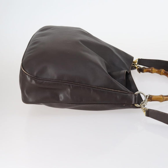 GUCCI Bamboo Shoulder Bag Leather 2way Brown Gold 001 1781 1577 0 Auth 145658