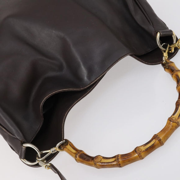 GUCCI Bamboo Shoulder Bag Leather 2way Brown Gold 001 1781 1577 0 Auth 145658