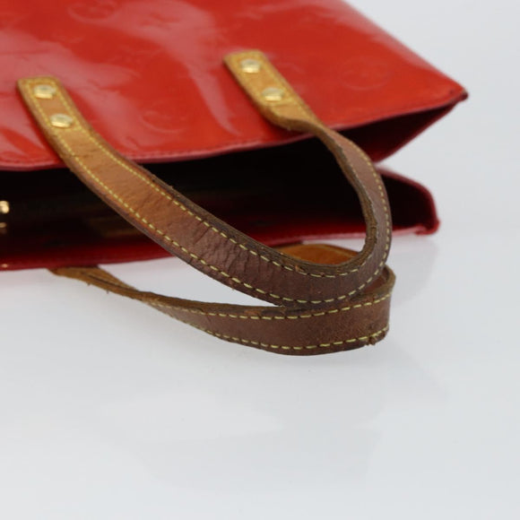 LOUIS VUITTON Monogram Vernis Reade PM Hand Bag Red Rouge M91088 LV Auth 145683