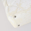 CHANEL Paris Biarritz MM Tote Bag Coated Canvas White Silver CC Auth 145693-15