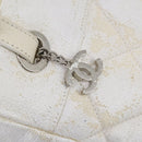 CHANEL Paris Biarritz MM Tote Bag Coated Canvas White Silver CC Auth 145693-19