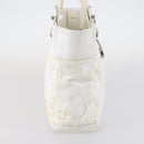 CHANEL Paris Biarritz MM Tote Bag Coated Canvas White Silver CC Auth 145693-4