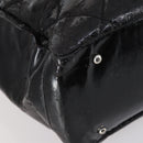 CHANEL Paris Biarritz GM Tote Bag Coated Canvas Black Silver CC Auth 145694-7