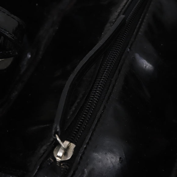 CHANEL Paris Biarritz GM Tote Bag Coated Canvas Black Silver CC Auth 145694