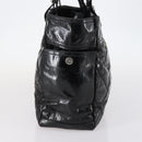 CHANEL Paris Biarritz GM Tote Bag Coated Canvas Black Silver CC Auth 145694-4