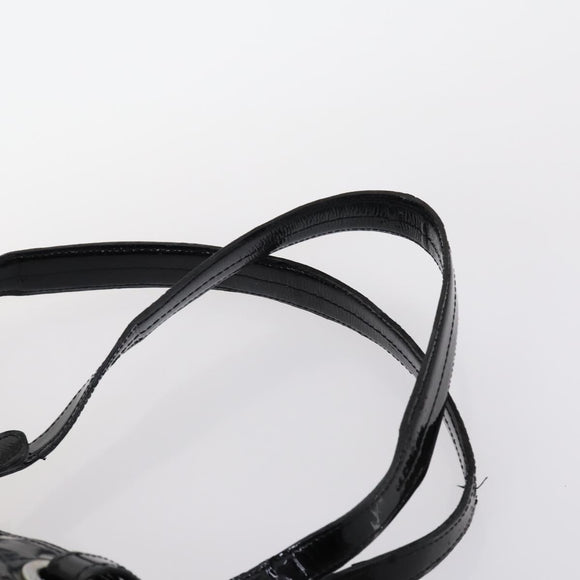 CHANEL Paris Biarritz GM Tote Bag Coated Canvas Black Silver CC Auth 145694