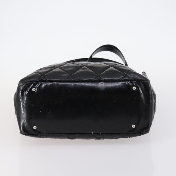 CHANEL Paris Biarritz GM Tote Bag Coated Canvas Black Silver CC Auth 145694