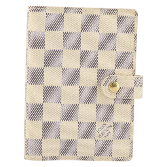 LOUIS VUITTON Damier Azur Agenda PM Day Planner Cover R20706 LV Auth 145698