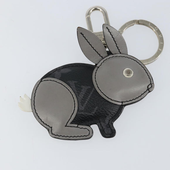 LOUIS VUITTON Monogram Eclipse Porte Cles Animal Rabbit Charm M63224 Auth 145705
