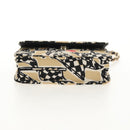 CHANEL Chain Checkered Flag Matelasse Bag Satin Beige Gold CC Auth 145708A-5