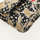 CHANEL Chain Checkered Flag Matelasse Bag Satin Beige Gold CC Auth 145708A-16