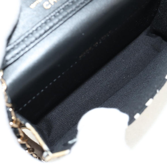 CHANEL Chain Checkered Flag Matelasse Bag Satin Beige Gold CC Auth 145708A