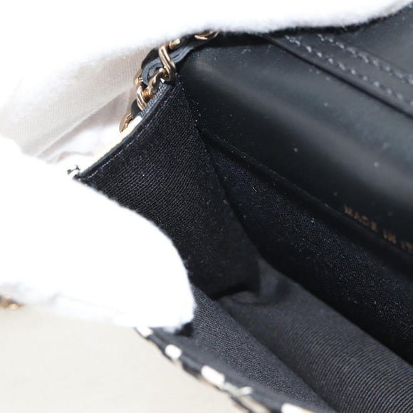 CHANEL Chain Checkered Flag Matelasse Bag Satin Beige Gold CC Auth 145708A