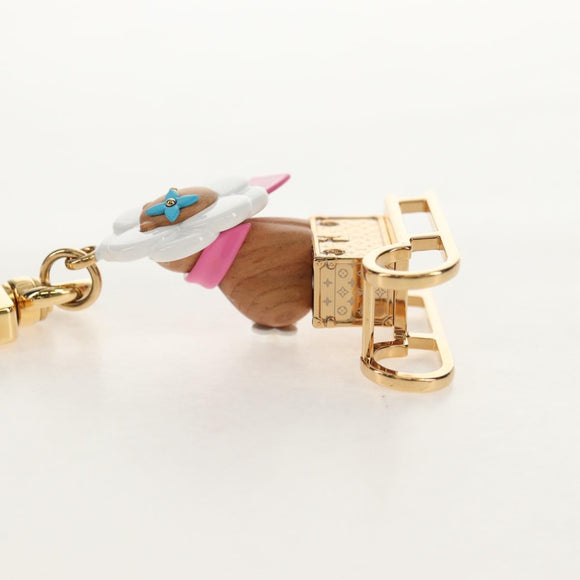 LOUIS VUITTON Porte Cles Petula Red Key Holder metal Gold M01437 Auth 145711SAM