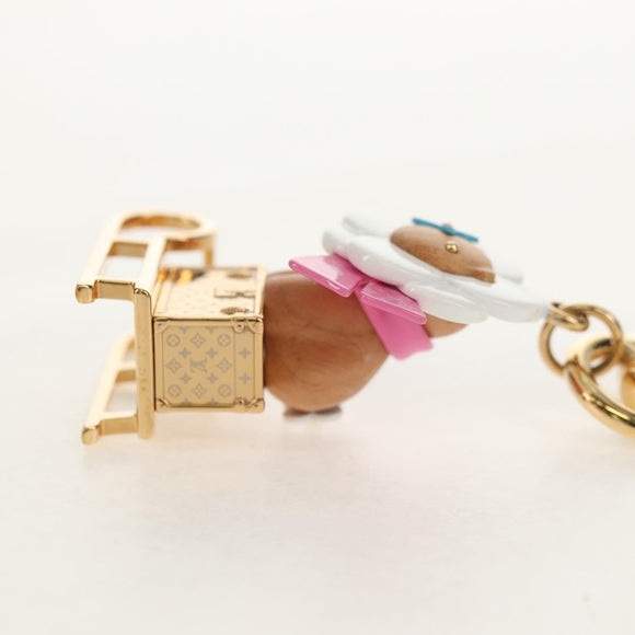 LOUIS VUITTON Porte Cles Petula Red Key Holder metal Gold M01437 Auth 145711SAM