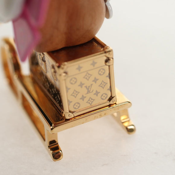 LOUIS VUITTON Porte Cles Petula Red Key Holder metal Gold M01437 Auth 145711SAM