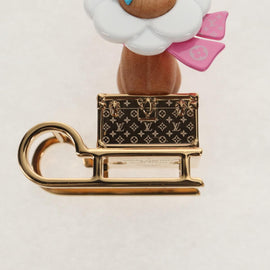 LOUIS VUITTON Porte Cles Petula Red Key Holder metal Gold M01437 Auth 145711SAM - 0