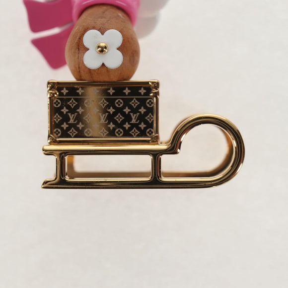 LOUIS VUITTON Porte Cles Petula Red Key Holder metal Gold M01437 Auth 145711SAM