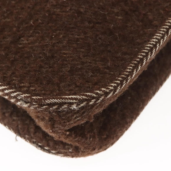 CHANEL Tote Bag Wool Brown CC Auth 145717