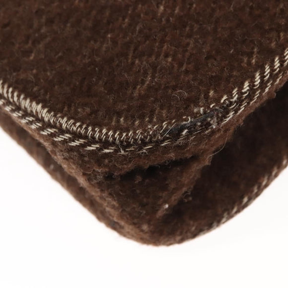 CHANEL Tote Bag Wool Brown CC Auth 145717