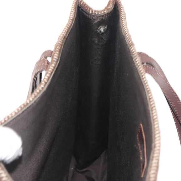 CHANEL Tote Bag Wool Brown CC Auth 145717