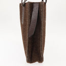 CHANEL Tote Bag Wool Brown CC Auth 145717-4