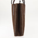 CHANEL Tote Bag Wool Brown CC Auth 145717-5