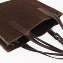 CHANEL Tote Bag Wool Brown CC Auth 145717-6