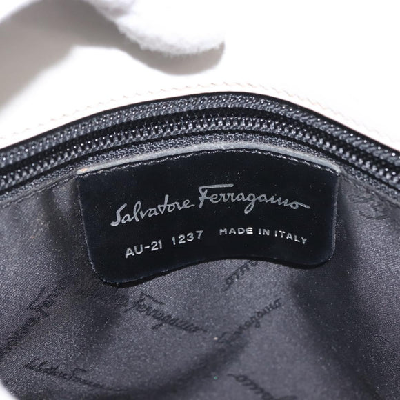 Salvatore Ferragamo Gancini Tote Bag Leather Beige Silver Auth 145755