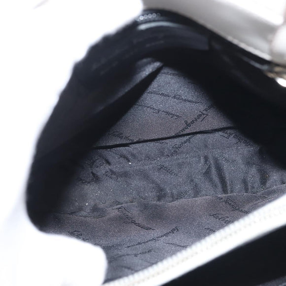 Salvatore Ferragamo Gancini Tote Bag Leather Beige Silver Auth 145755