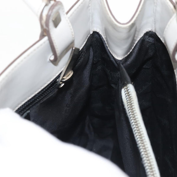 Salvatore Ferragamo Gancini Tote Bag Leather Beige Silver Auth 145755