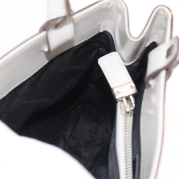 Salvatore Ferragamo Gancini Tote Bag Leather Beige Silver Auth 145755