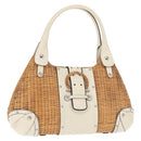 Salvatore Ferragamo Gancini Tote Bag Rattan Brown Silver Auth 145756-1